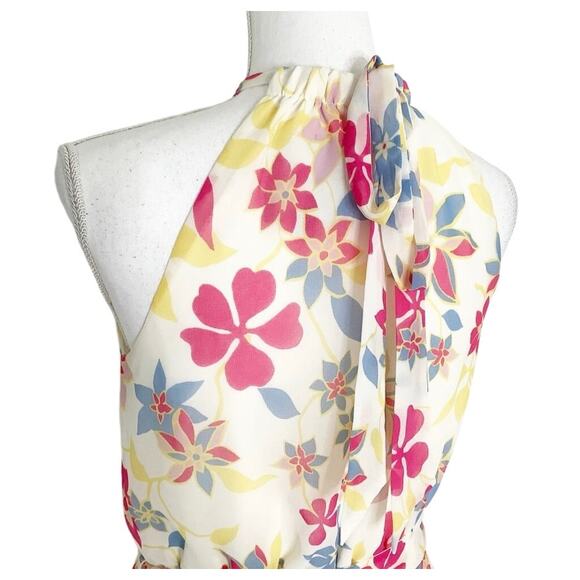 ModCloth Illuminated Elegance Cream Multi Floral Chiffon Maxi Dress Medium - Picture 6 of 11